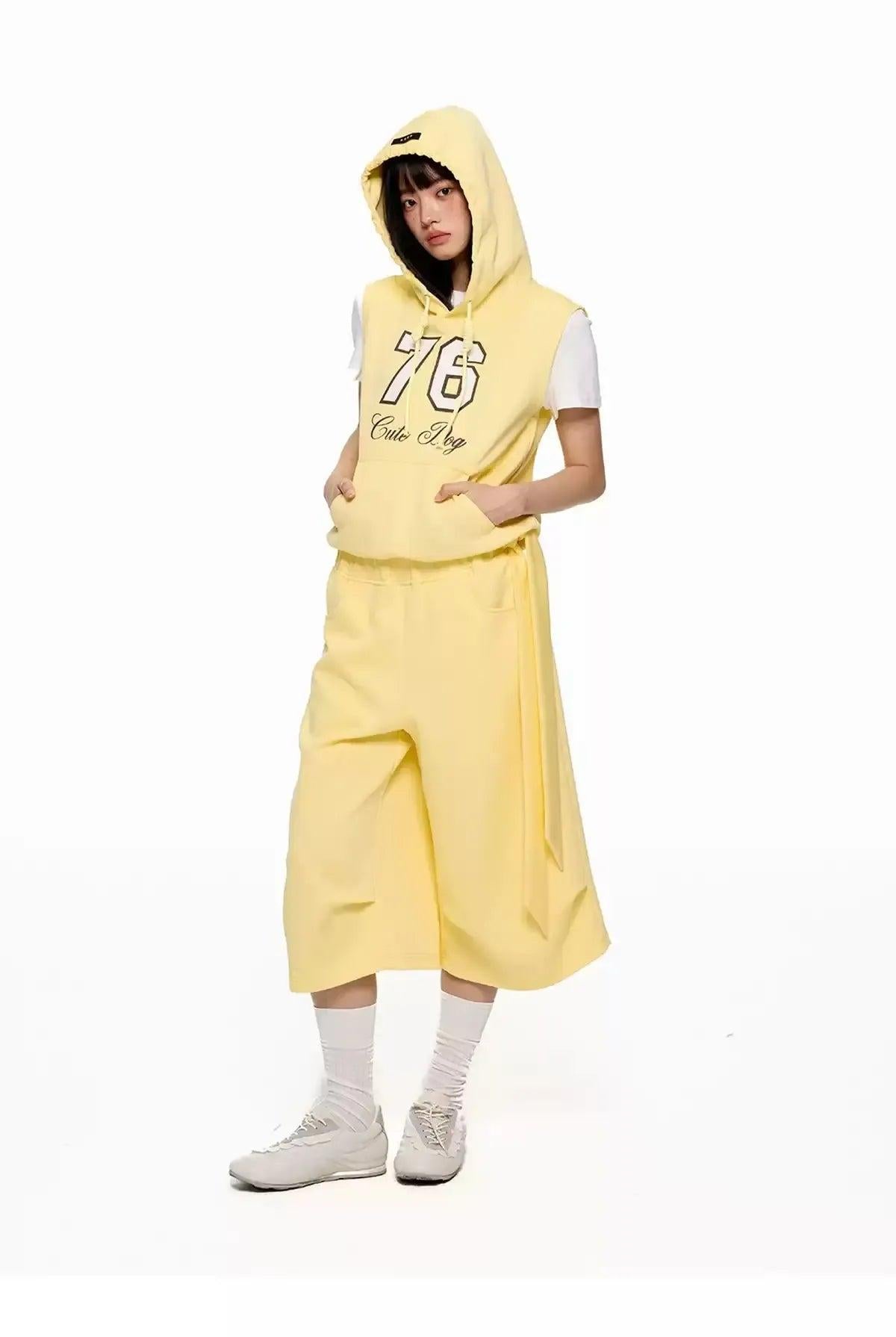 Tom Sporty Sleeveless Hoodie & Side Strap Shorts Set-korean-fashion-Clothing Set-Tom's Closet-OH Garments