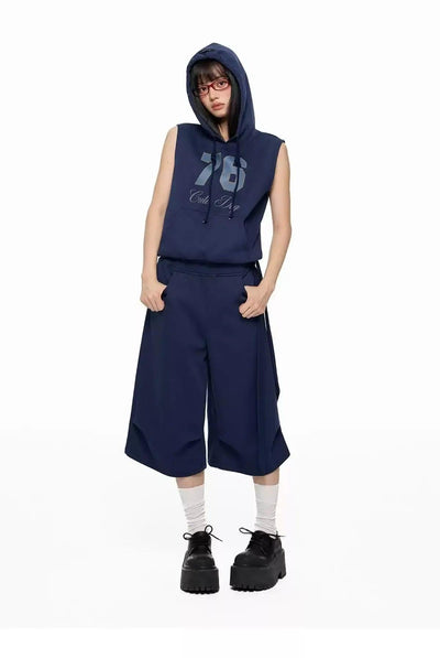 Tom Sporty Sleeveless Hoodie & Side Strap Shorts Set-korean-fashion-Clothing Set-Tom's Closet-OH Garments