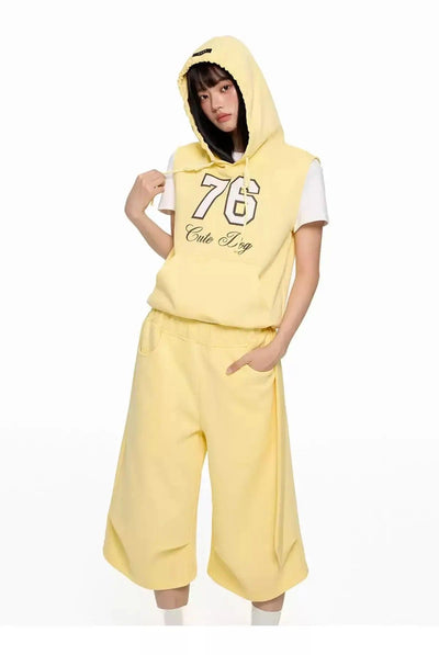 Tom Sporty Sleeveless Hoodie & Side Strap Shorts Set-korean-fashion-Clothing Set-Tom's Closet-OH Garments