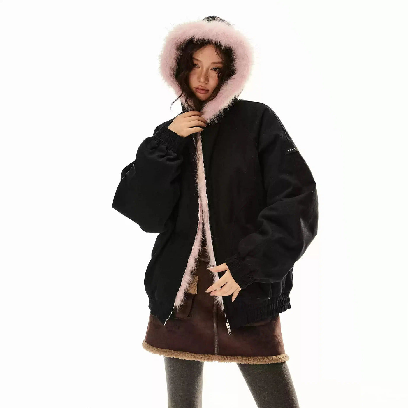 Tom Structured Plush Trim Hooded Jacket-korean-fashion-Jacket-Tom's Closet-OH Garments