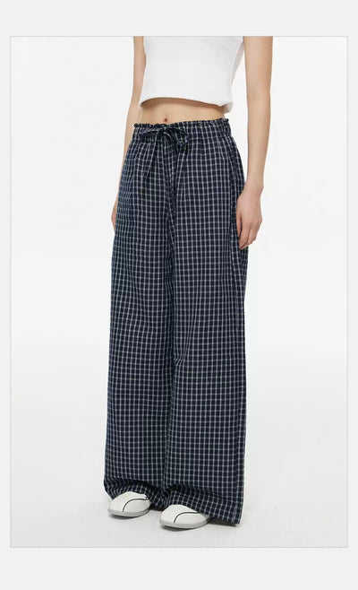 Tom Thin Plaid Wide Leg Pants-korean-fashion-Pants-Tom's Closet-OH Garments