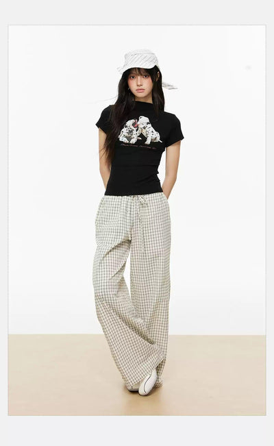 Tom Thin Plaid Wide Leg Pants-korean-fashion-Pants-Tom's Closet-OH Garments
