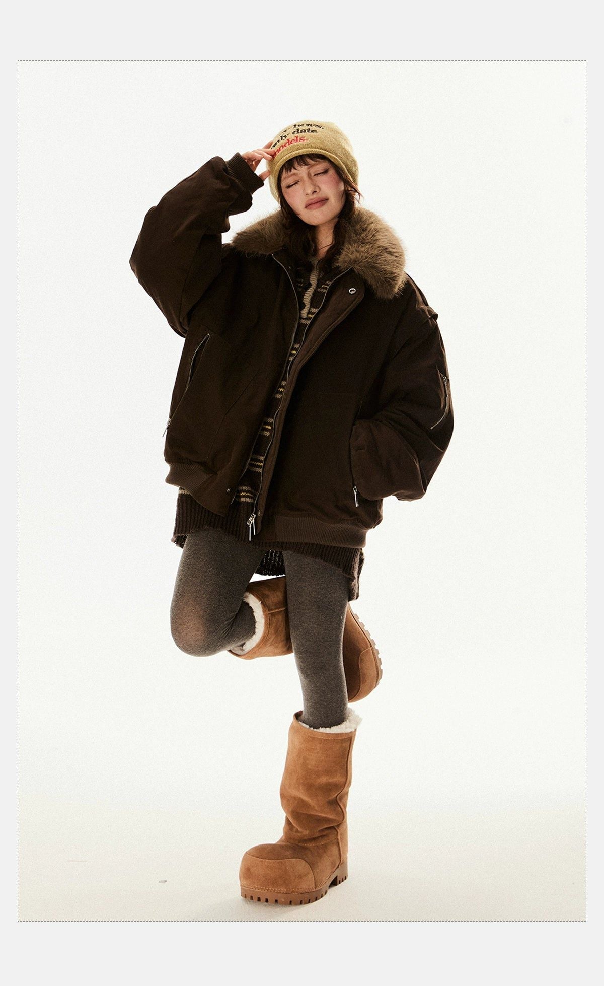 Tom Vintage Fur Collar Down Jacket-korean-fashion-Jacket-Tom's Closet-OH Garments