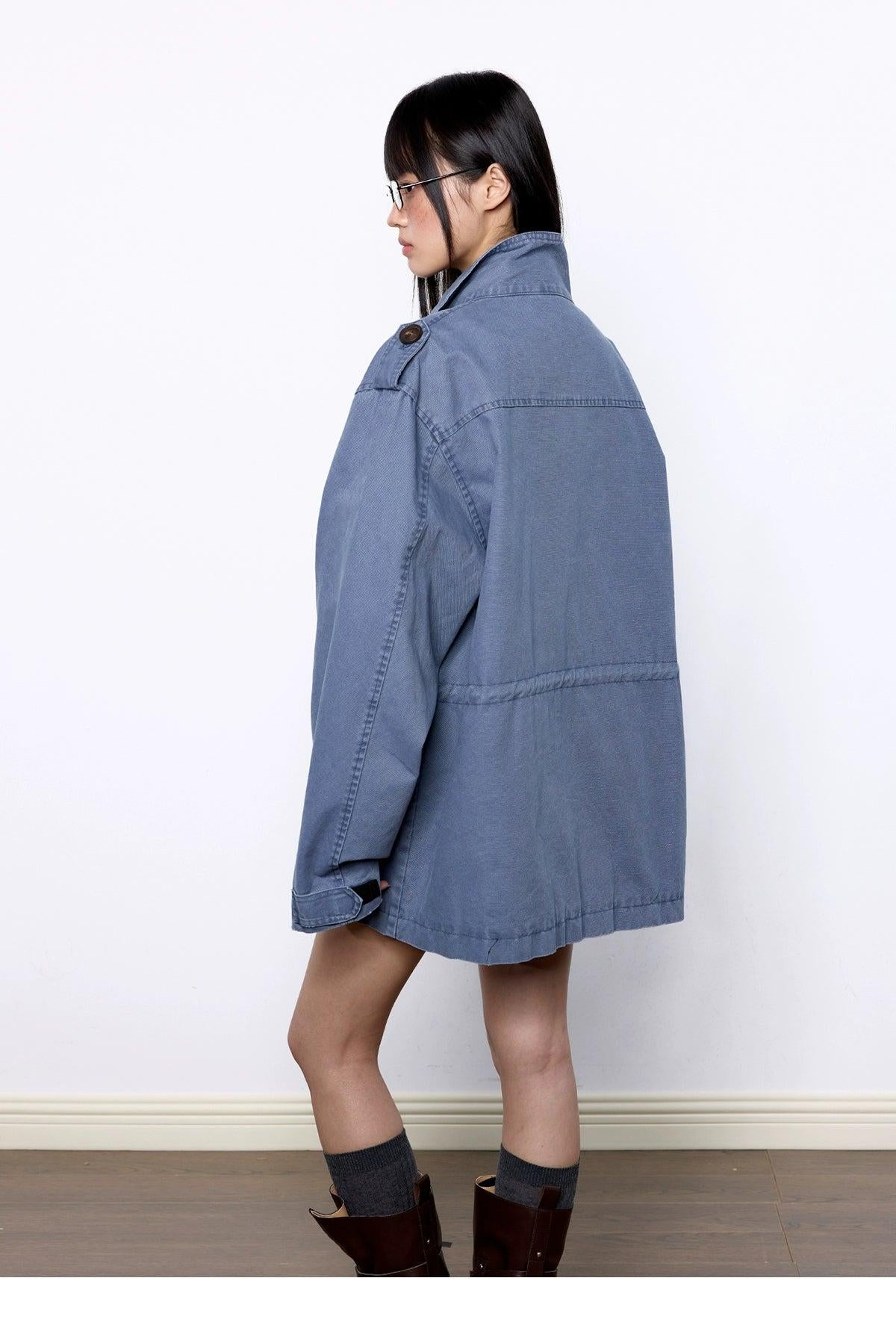 Tom Washed Long Denim Jacket-korean-fashion-Jacket-Tom's Closet-OH Garments