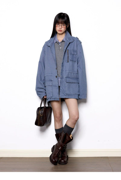 Tom Washed Long Denim Jacket-korean-fashion-Jacket-Tom's Closet-OH Garments