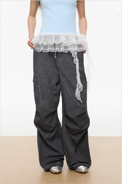 Tom Washed Pleated Cargo Pants-korean-fashion-Pants-Tom's Closet-OH Garments