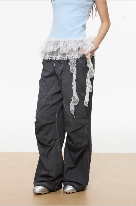 Tom Washed Pleated Cargo Pants-korean-fashion-Pants-Tom's Closet-OH Garments