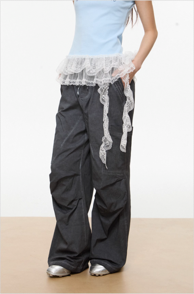 Tom Washed Pleated Cargo Pants-korean-fashion-Pants-Tom's Closet-OH Garments
