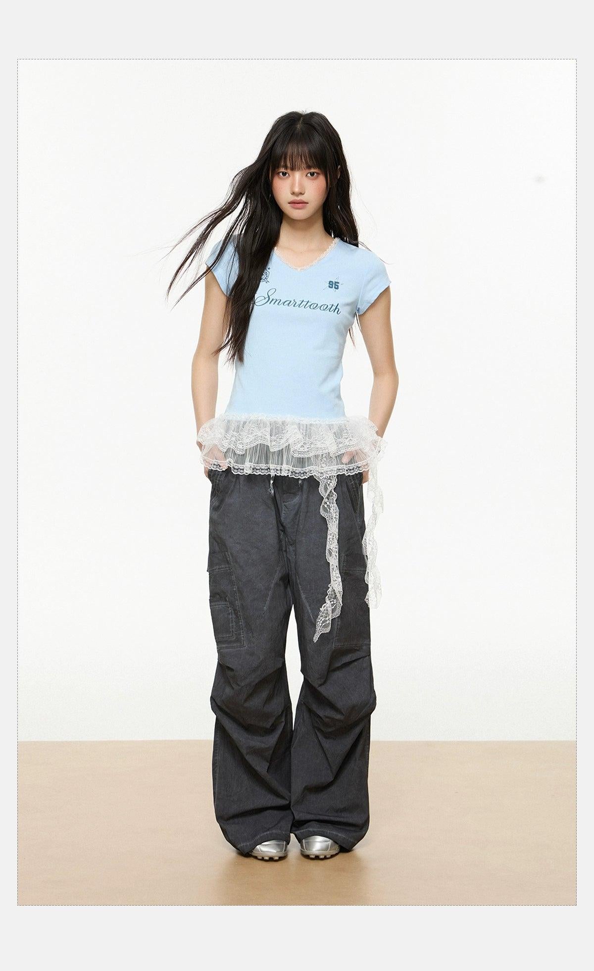 Tom Washed Pleated Cargo Pants-korean-fashion-Pants-Tom's Closet-OH Garments