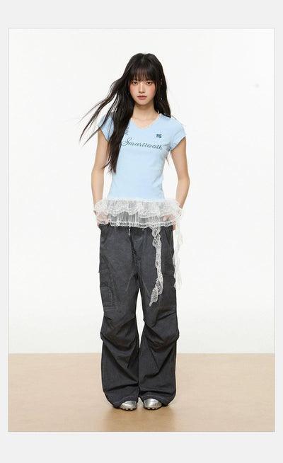 Tom Washed Pleated Cargo Pants-korean-fashion-Pants-Tom's Closet-OH Garments