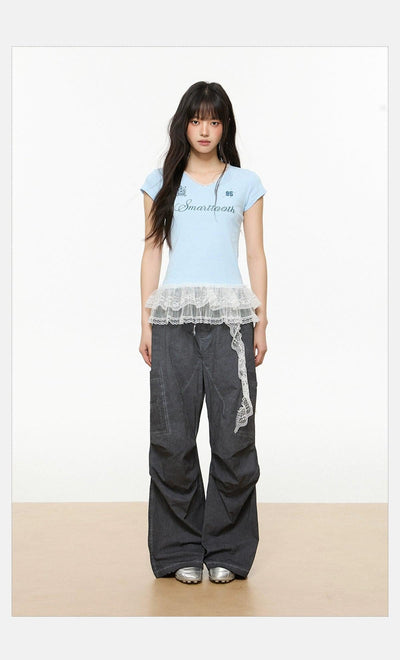 Tom Washed Pleated Cargo Pants-korean-fashion-Pants-Tom's Closet-OH Garments