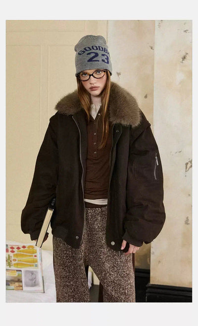 Tom Zip-Front Fur Collar Down Jacket-korean-fashion-Jacket-Tom's Closet-OH Garments