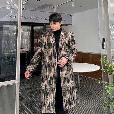 Woo Abstract Pattern Lapel Long Coat-korean-fashion-Long Coat-Woo's Closet-OH Garments