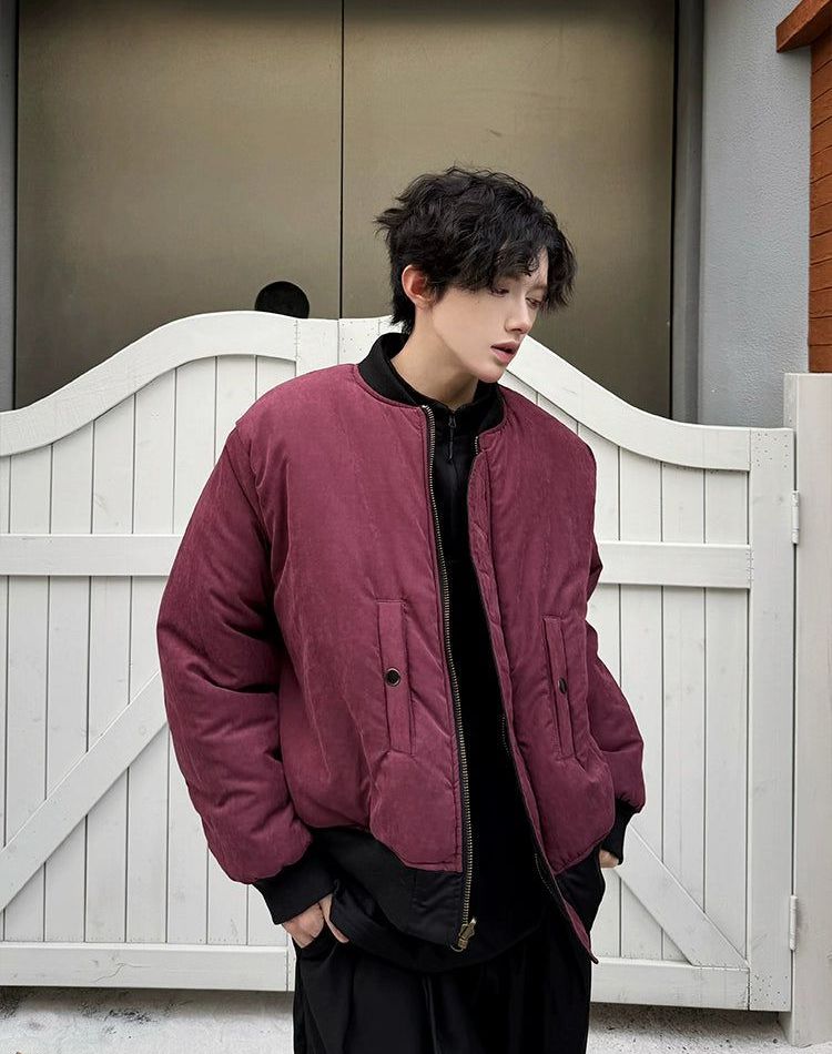 Woo Bomber Style Puffer Jacket-korean-fashion-Jacket-Woo's Closet-OH Garments