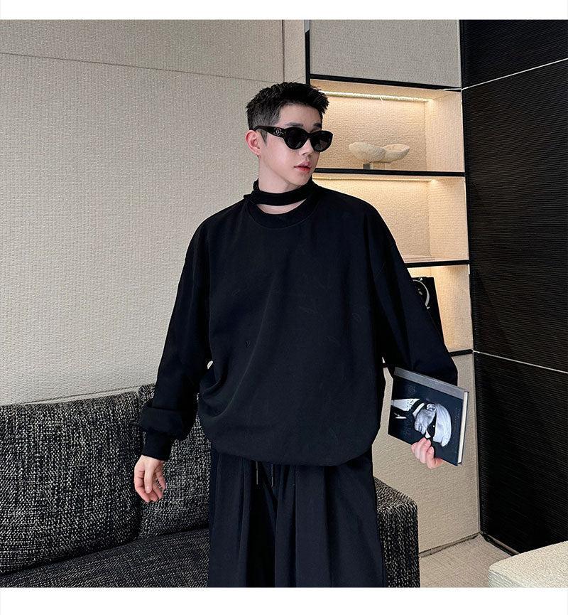 Woo Comfy Neck Strap Crewneck & Sweatpants Set-korean-fashion-Clothing Set-Woo's Closet-OH Garments
