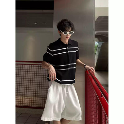 Woo Contrast Striped Knit Polo-korean-fashion-Polo-Woo's Closet-OH Garments