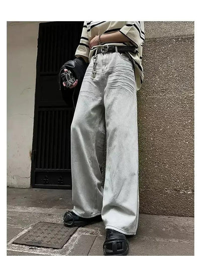 Woo Distressed Crease Wash Jeans-korean-fashion-Jeans-Woo's Closet-OH Garments