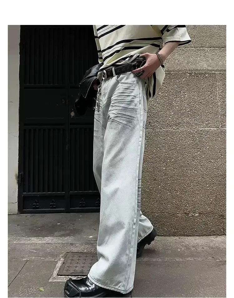 Woo Distressed Crease Wash Jeans-korean-fashion-Jeans-Woo's Closet-OH Garments