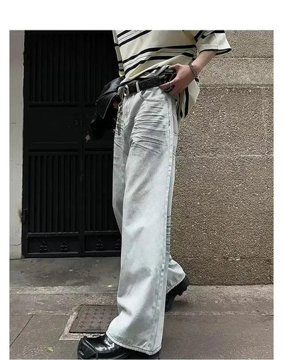 Woo Distressed Crease Wash Jeans-korean-fashion-Jeans-Woo's Closet-OH Garments