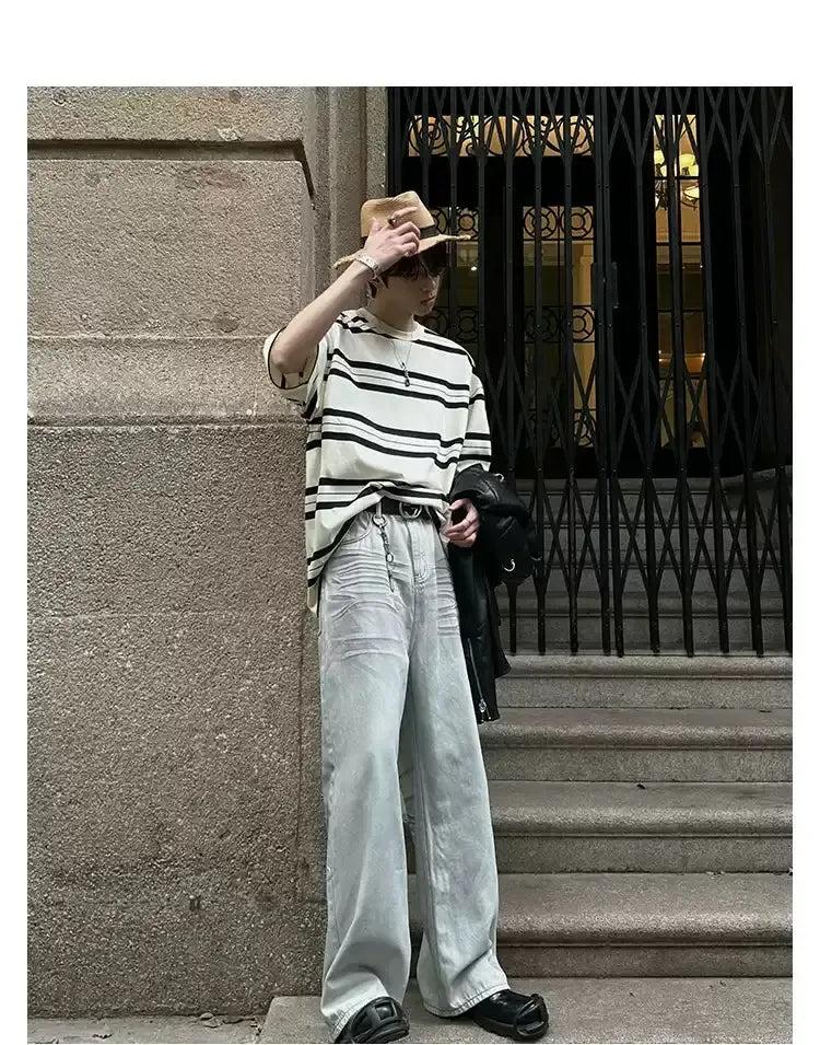 Woo Distressed Crease Wash Jeans-korean-fashion-Jeans-Woo's Closet-OH Garments