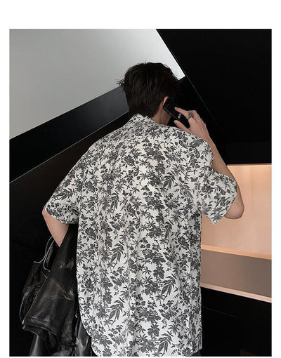 Woo Floral Leaf Full-Print Shirt-korean-fashion-Shirt-Woo's Closet-OH Garments