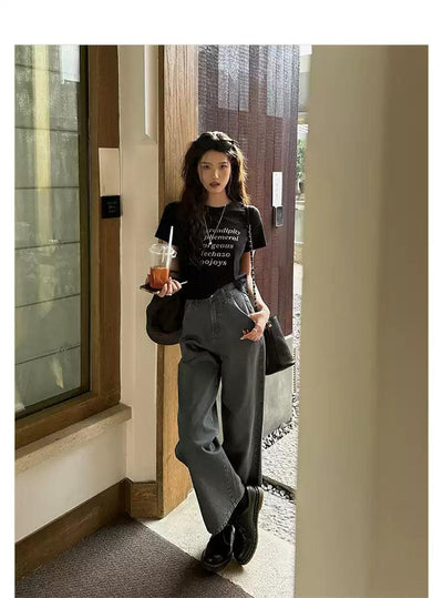 Woo High Waist Straight Jeans-korean-fashion-Jeans-Woo's Closet-OH Garments