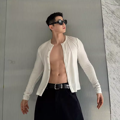 Woo Multi-Buttoned Slim Fit Cardigan-korean-fashion-Cardigan-Woo's Closet-OH Garments