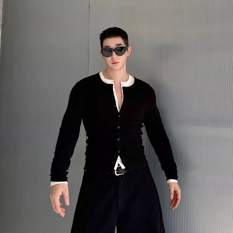 Woo Multi-Buttoned Slim Fit Cardigan-korean-fashion-Cardigan-Woo's Closet-OH Garments