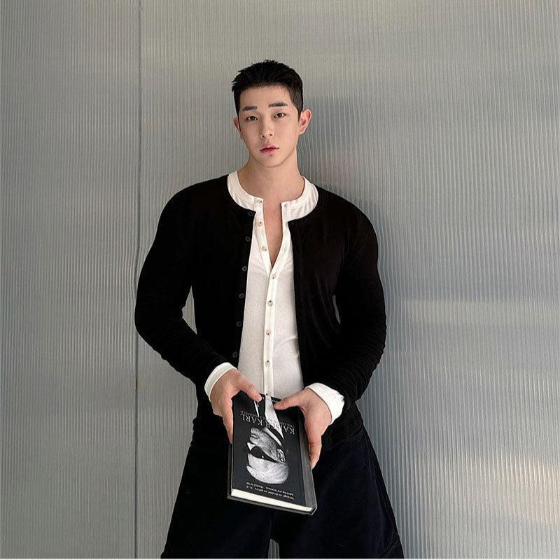 Woo Multi-Buttoned Slim Fit Cardigan-korean-fashion-Cardigan-Woo's Closet-OH Garments