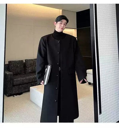 Woo Single-Breasted Mushroom Buttons Long Coat-korean-fashion-Long Coat-Woo's Closet-OH Garments