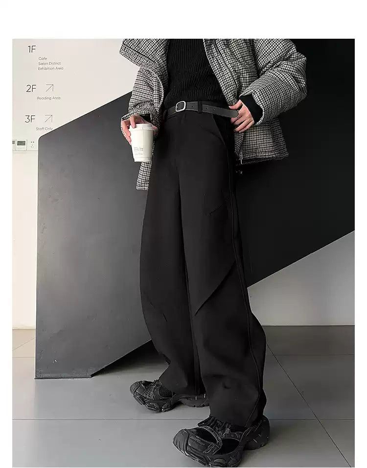 Woo Straight Pleats Wide Pants-korean-fashion-Pants-Woo's Closet-OH Garments