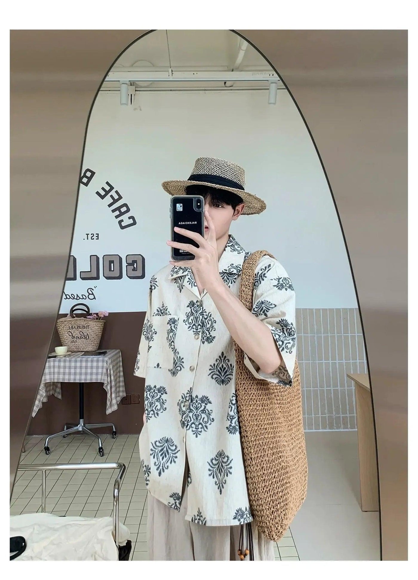 Woo Vintage Floral Print Short Sleeve Shirt-korean-fashion-Shirt-Woo's Closet-OH Garments