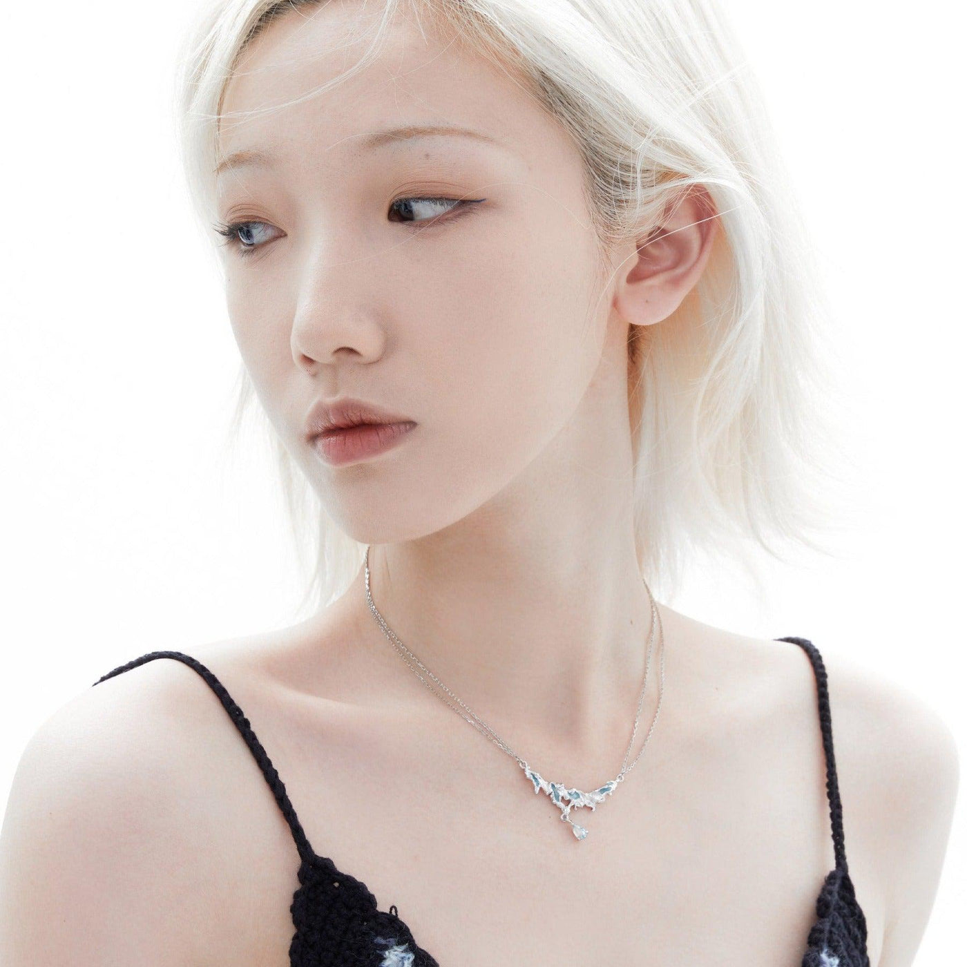 Xu Blue Pendant Frosted River Necklace-korean-fashion-Necklace-Xu's Closet-OH Garments