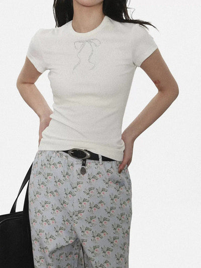 Zen Bow Tie Diamond Slim Fit T-Shirt-korean-fashion-T-Shirt-Zen's Closet-OH Garments