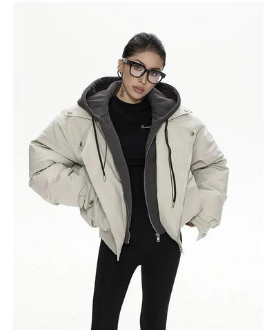 Zero Drawstring Layered Hooded Bomber Jacket-korean-fashion-Jacket-Zero's Closet-OH Garments
