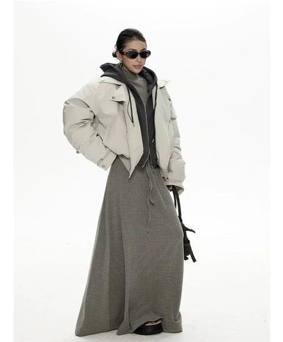 Zero Drawstring Layered Hooded Bomber Jacket-korean-fashion-Jacket-Zero's Closet-OH Garments