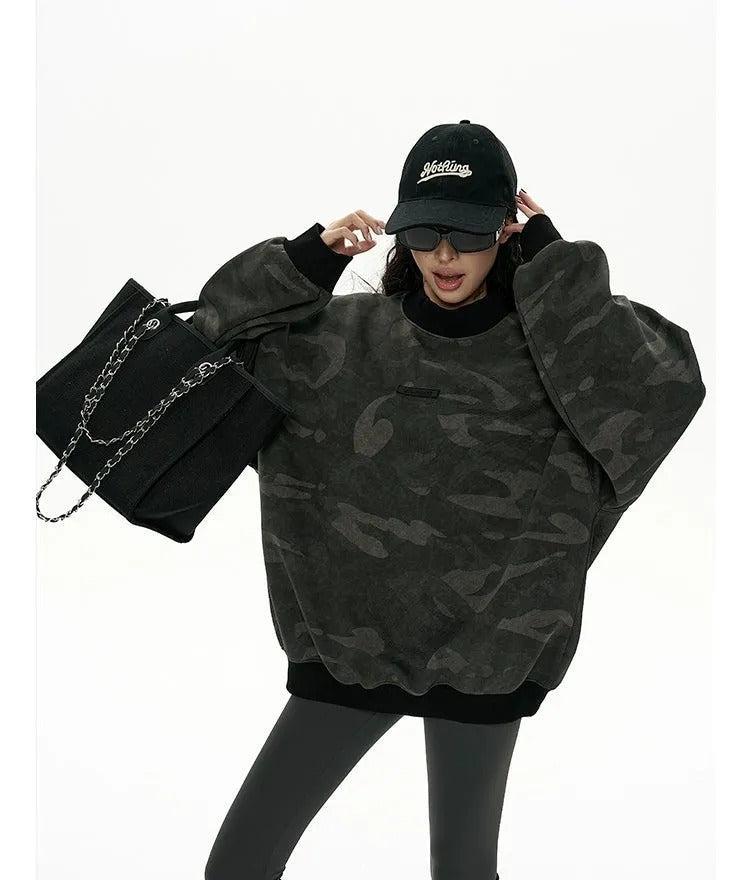 Zero Faded Oversized Camo Crewneck-korean-fashion-Crewneck-Zero's Closet-OH Garments