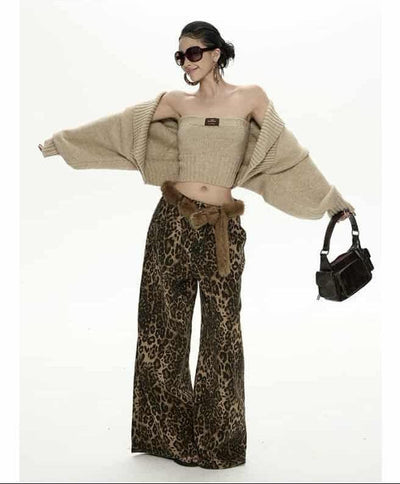 Zero Ribbed Knit Tube Top & Plain Cardigan Set-korean-fashion-Clothing Set-Zero's Closet-OH Garments