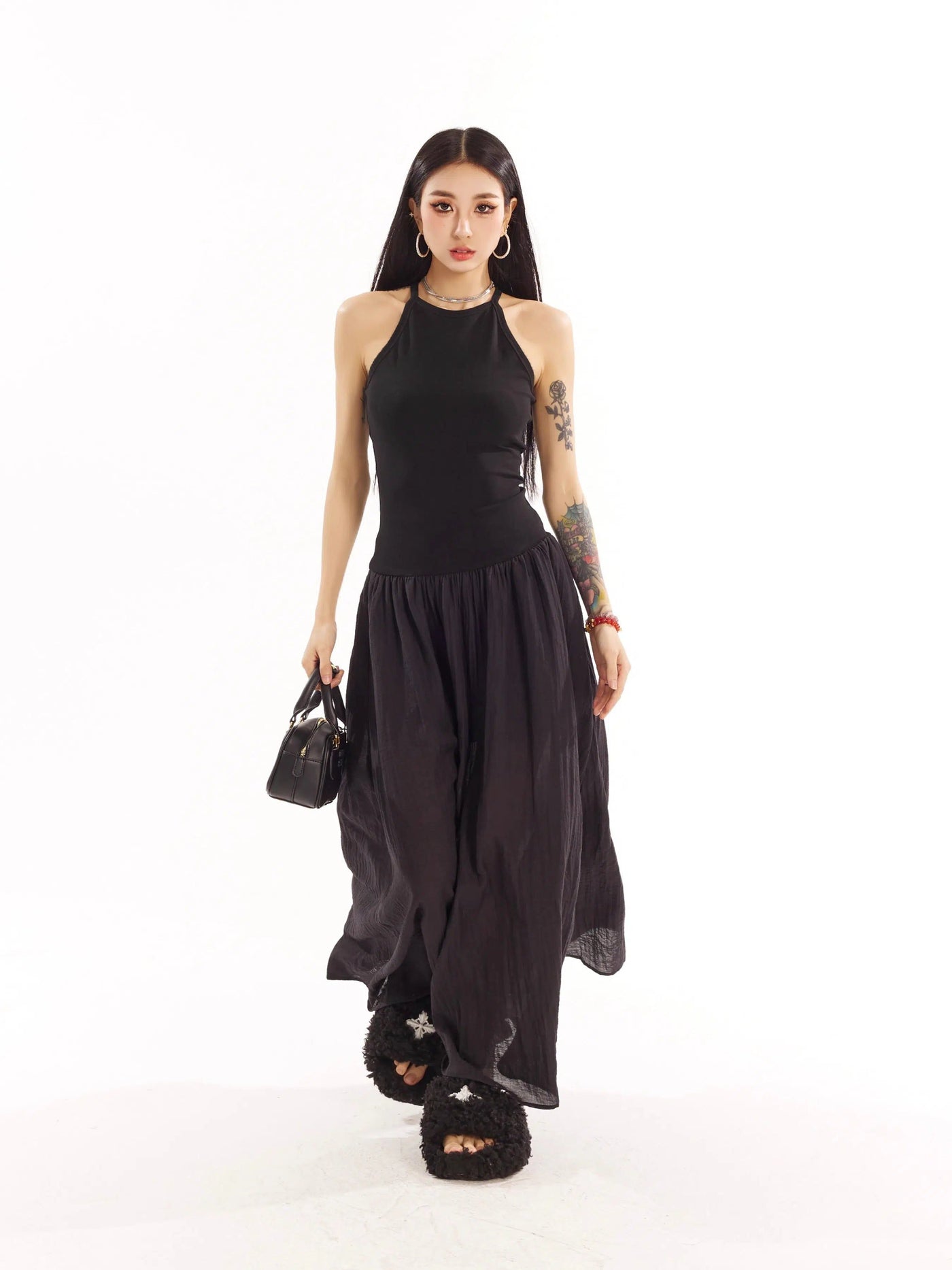 Zero Sleeveless Stitched Dress-korean-fashion-Dress-Zero's Closet-OH Garments