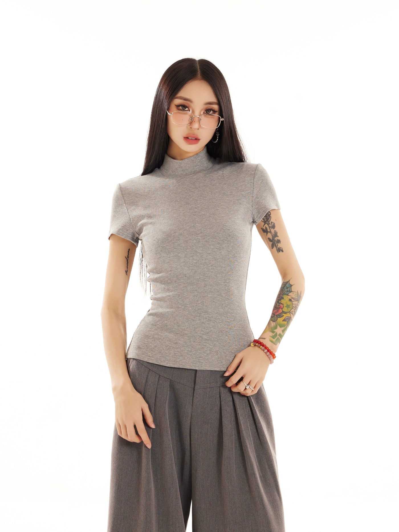 Zero Slim Fit Short Sleeve Mockneck-korean-fashion-Mockneck-Zero's Closet-OH Garments