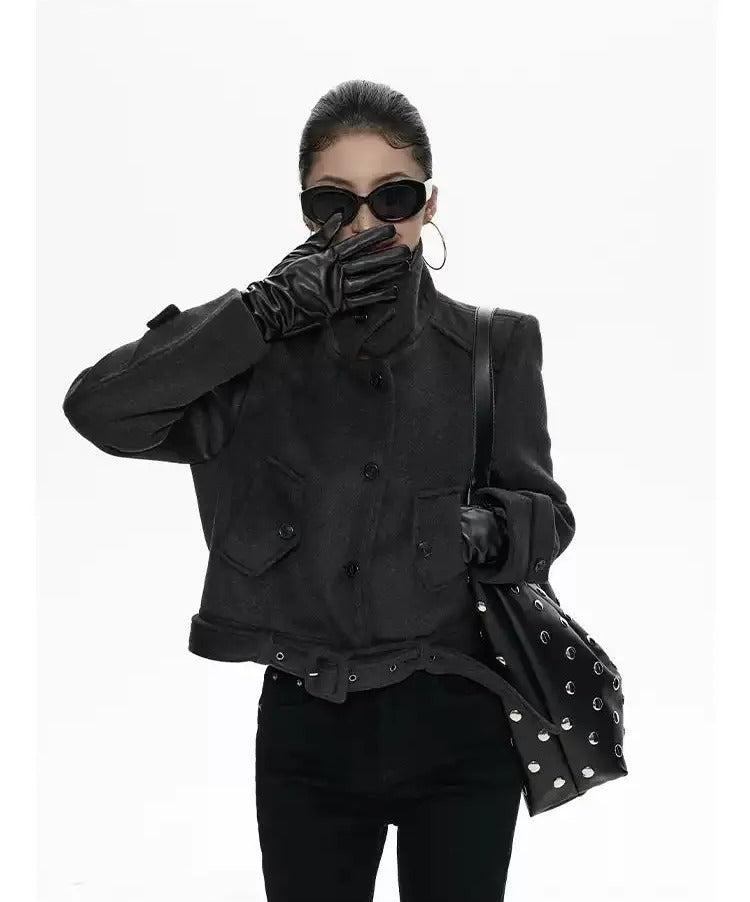 Zero Structured Belt Strap Biker Jacket-korean-fashion-Jacket-Zero's Closet-OH Garments