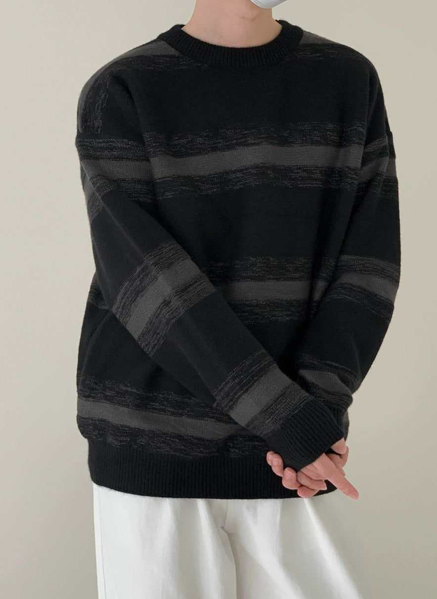 Zhou Abstract Lines Striped Sweater-korean-fashion-Sweater-Zhou's Closet-OH Garments