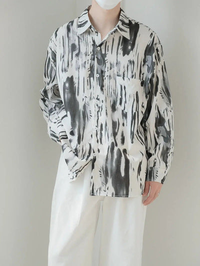 Zhou Abstract Paint Streaks Shirt-korean-fashion-Shirt-Zhou's Closet-OH Garments