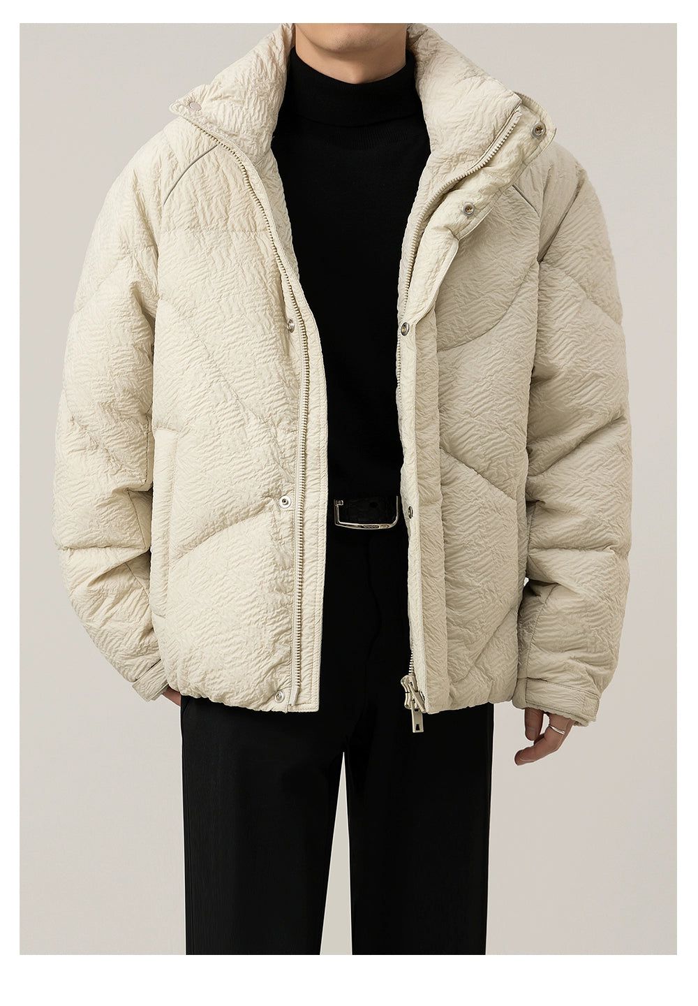 Zhou Abstract Quilted Textured Down Jacket-korean-fashion-Jacket-Zhou's Closet-OH Garments