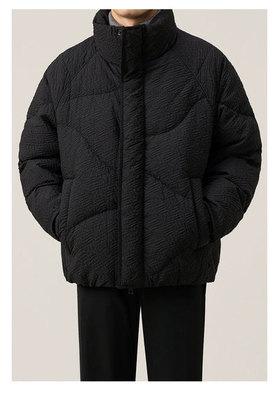 Zhou Abstract Quilted Textured Down Jacket-korean-fashion-Jacket-Zhou's Closet-OH Garments