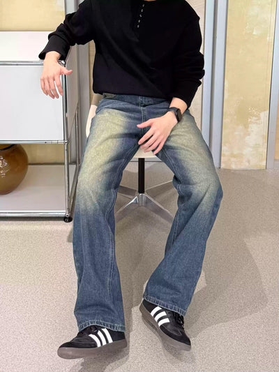 Zhou Acid Wash Straight Cut Jeans-korean-fashion-Jeans-Zhou's Closet-OH Garments