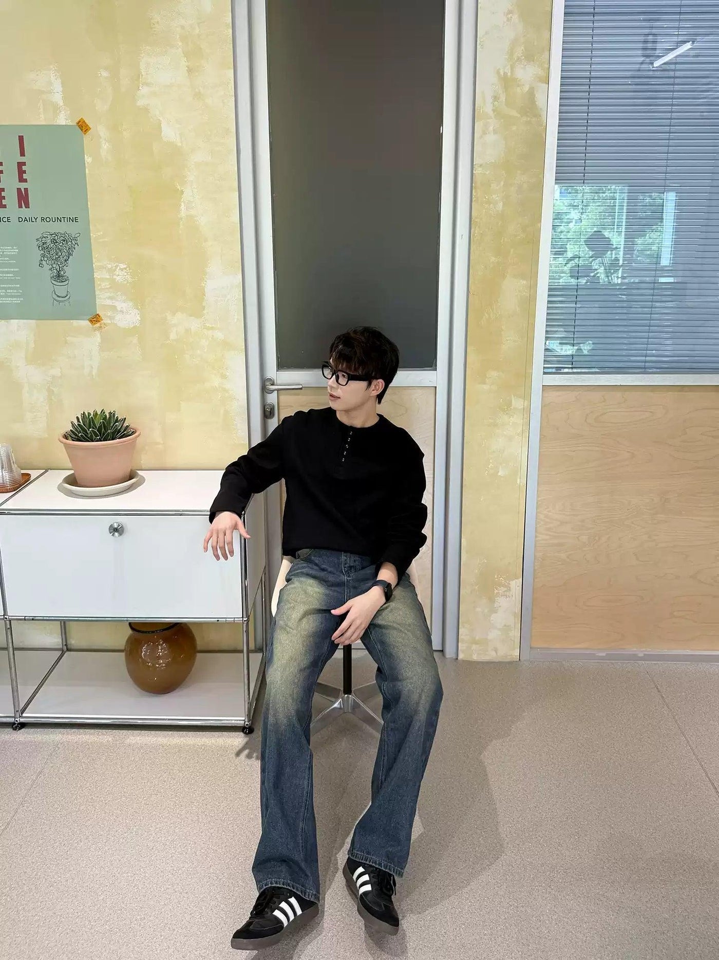 Zhou Acid Wash Straight Cut Jeans-korean-fashion-Jeans-Zhou's Closet-OH Garments