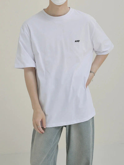 Zhou And' Minimal Text T-Shirt-korean-fashion-T-Shirt-Zhou's Closet-OH Garments