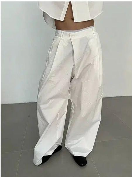 Zhou Basic Asymmetric Closure Pants-korean-fashion-Pants-Zhou's Closet-OH Garments