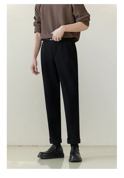 Zhou Basic Slim Fit Trousers-korean-fashion-Trousers-Zhou's Closet-OH Garments